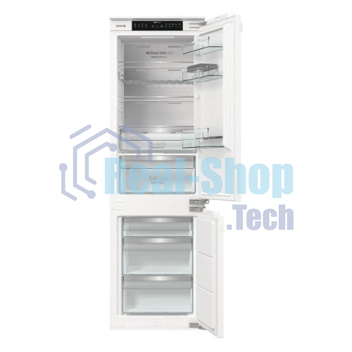 Встраиваемый холодильник Gorenje NRKI517E82WF, полезный объем 244 л, электронное управление, цифровой дисплей, автоматическое размораживание No Frost, быстрое замораживание, интенсивное охлаждение, зона свежести с контролем влажности, инверторный компрессор, энергоэффективность А+
