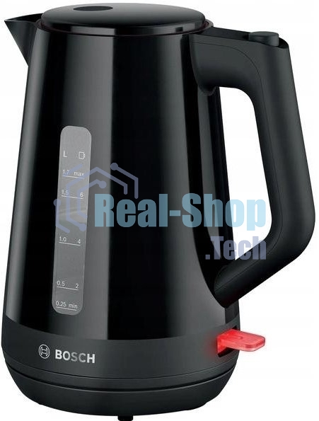 Электрочайник Bosch TWK1M123 черный, 1.7 л, 2400 Вт, скрытый нагревательный элемент