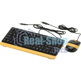Комплект клавиатура+мышь A4Tech FStyler F1110 проводной, USB, 2000 DPI, чёрный/жёлтый