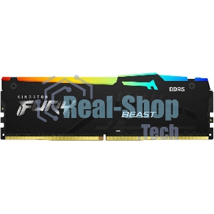 Оперативная память Kingston Fury Beast, DDR5, 16Gb (1x16GB), 6000MHz, CL36, DIMM, с радиатором, RGB, черный