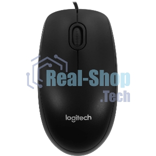 Мышь проводная Logitech B100 черный, 1000 dpi, USB, кнопки - 3