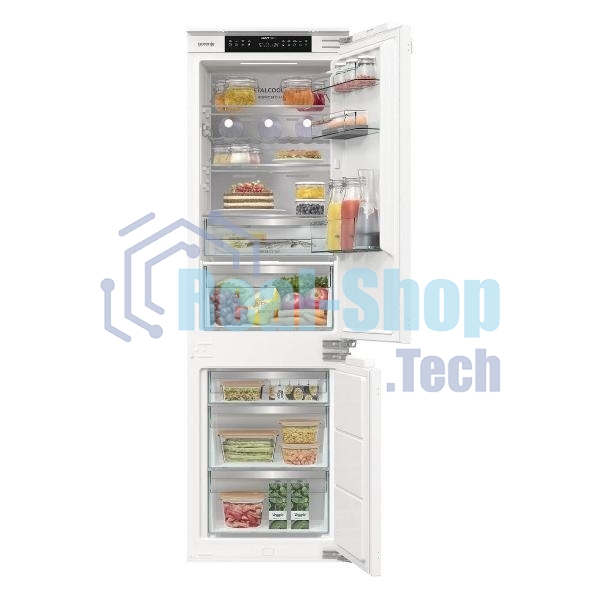 Встраиваемый холодильник Gorenje NRKI517E82WF, полезный объем 244 л, электронное управление, цифровой дисплей, автоматическое размораживание No Frost, быстрое замораживание, интенсивное охлаждение, зона свежести с контролем влажности, инверторный компрессор, энергоэффективность А+