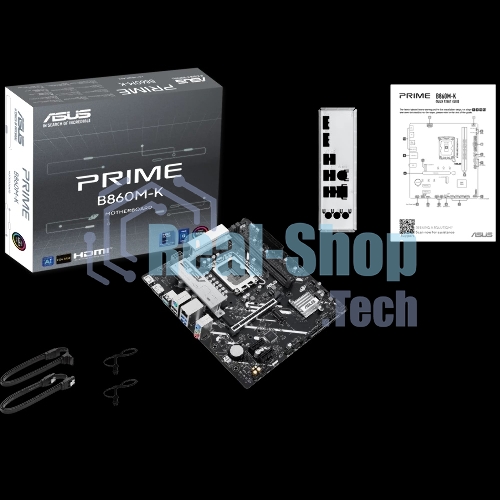 Материнская плата ASUS PRIME B860M-K, LGA 1851, Intel B860, 2xDDR5, 4xSATA, 2xM.2, 1xPCIe 4.0 x16, 2xPCIe 4.0 x1, 1xHDMI, 1xDP, 1x 2.5Gb LAN, 1xUSB-A 10Gbps, 3xUSB-A 5Gbps, 3xUSB-A 2.0, 3x3.5 мм, 7.1, mATX