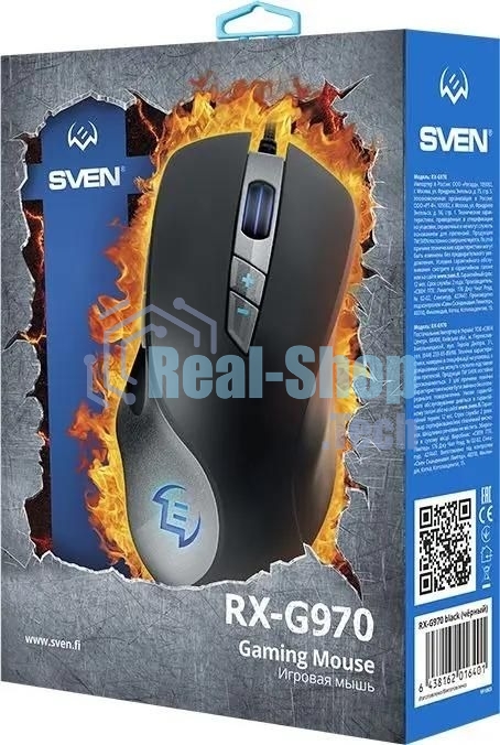 Мышь проводная SVEN RX-G970 черный, 4000 dpi, USB, кнопки - 7