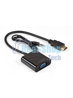 Кабель-переходник HDMI-VGA ExeGate EX-HDMIM-VGAF-3.5JackS-0.3 (19M/15F, 0,3м + аудио 3.5мм Jack M 0,5м) Преобразователь цифрового HDMI сигнала в VGA видео и стерео-аудио