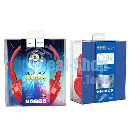 Беспроводные/проводные наушники Hoco W25 красный, полноразмерные, Bluetooth + проводной, до 12 ч.