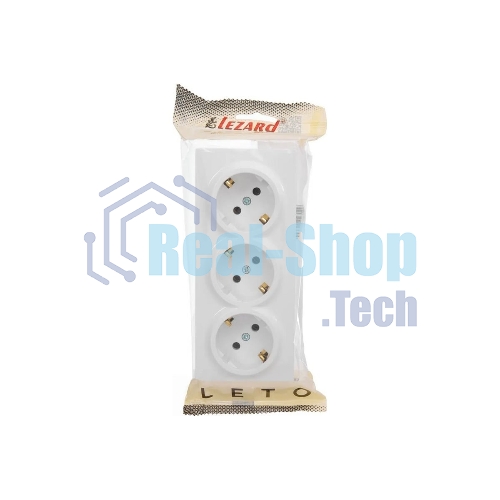 Розетка 3-мест. с заземл. LEZARD LETO 752-0200-127BUP закрытый корпус ПБТ белый
