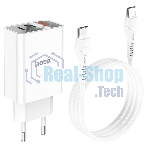 Сетевое зарядное устройство HOCO (6931474769824) C100Aaa 1USB+1Type-C 3.0A QC3.0 PD 20W, белый