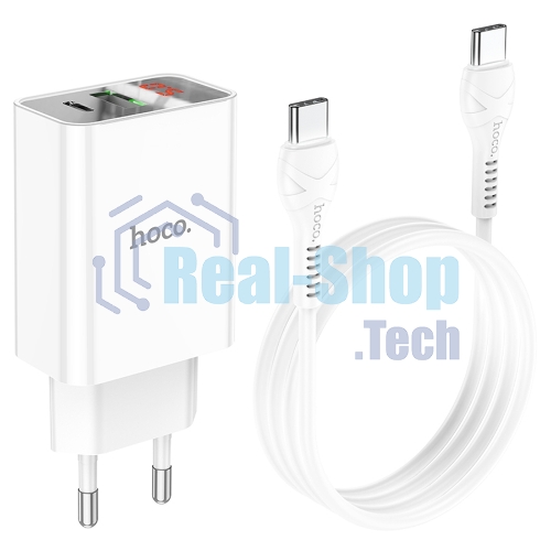 Сетевое зарядное устройство HOCO (6931474769824) C100Aaa 1USB+1Type-C 3.0A QC3.0 PD 20W, белый