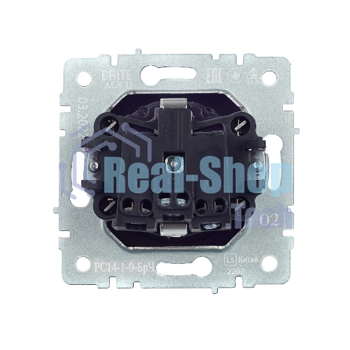 Розетка 1-местная IEK BRITE РС14-1-0-БрЧ (BR-R14-16-K02) с заземлением, с защитными шторками, 16А, черный