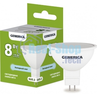 Лампа светодиодная MR16 софит 8Вт 230В 6500К GU5.3 GENERICA