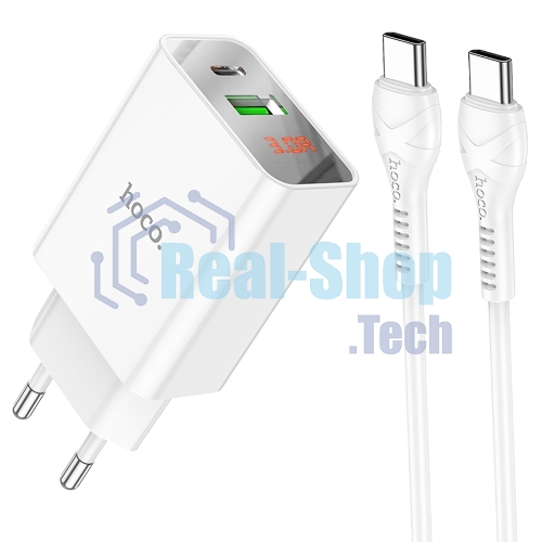 Сетевое зарядное устройство HOCO (6931474769824) C100Aaa 1USB+1Type-C 3.0A QC3.0 PD 20W, белый