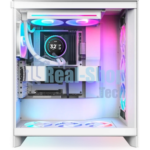 Система жидкостного охлаждения для ПК/Water Cooling System NZXT Kraken Elite 280 RGb (250W, 280мм, LED temp., белый/Fans: 2x140мм, 98.61CFM, 34.5dBA, 2000RPM/Pump height 65мм, 2800RPM, Rad thickness 27мм/S: 1851, 1700, 1200, 115X, AM5, AM4)