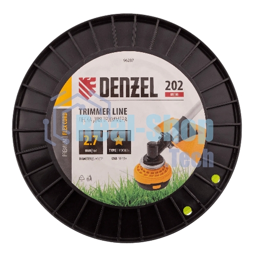Леска для триммера Denzel звезда, 2,7мм х 202м, на DIN катушке FLEX CORD