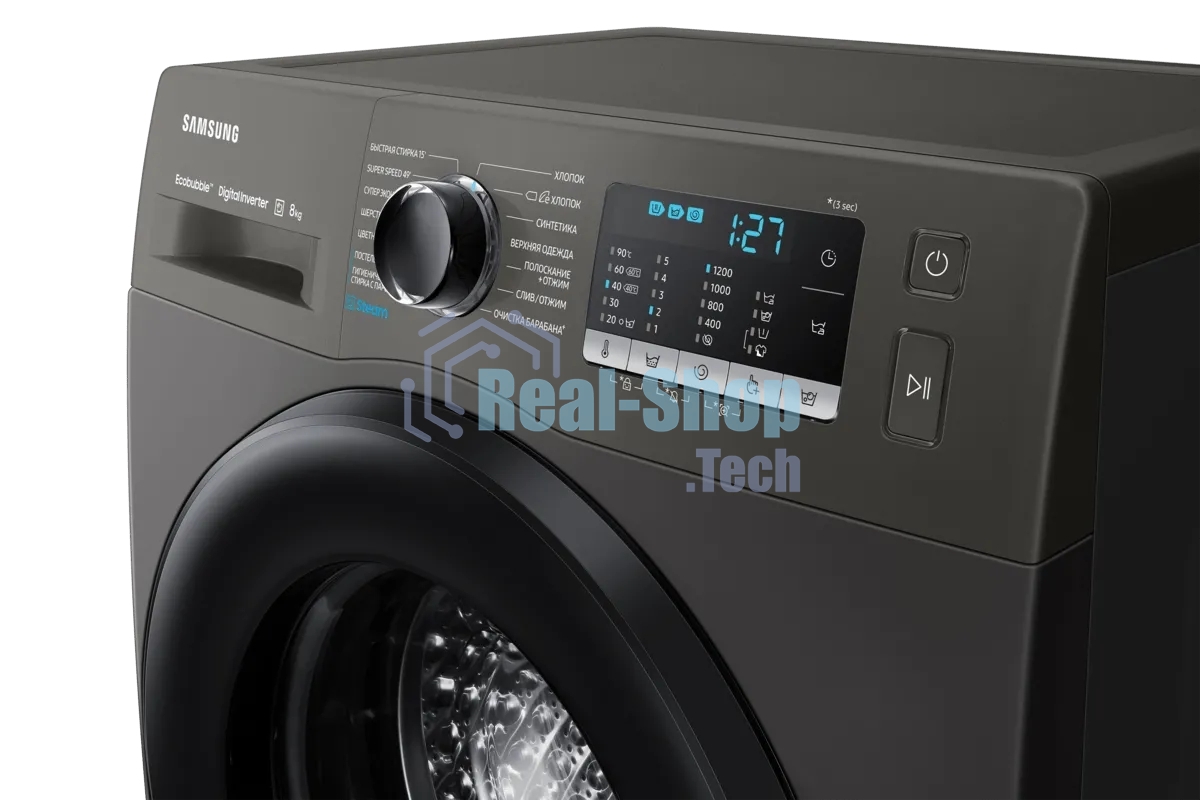 Стиральная машина Samsung WW80AGAS21AX/LP серый, загрузка фронтальная 8 кг, 1200 об/мин, класс: А