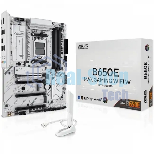 Материнская плата ASUS B650E MAX GAMING WIFI W, AM5, AMD B650, 4xDDR5, 4xSATA, 3xM.2, 1xPCIe 5.0 x16, 1xPCIe 4.0 x4, 2xPCIe 3.0 x1, 1xDP, 1xHDMI, 1x2.5Gb LAN, Wi-Fi 6E, Bluetooth 5.3, 1xUSB-C 10Gbps, 3xUSB-A 10Gbps, 2xUSB-A 5Gbps, 2xUSB-A 2.0, 3x3.5 мм, 7.1, ATX