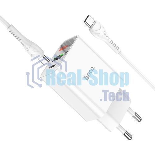 Сетевое зарядное устройство HOCO (6931474769824) C100Aaa 1USB+1Type-C 3.0A QC3.0 PD 20W, белый