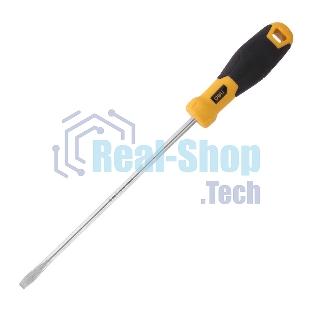 Отвертка шлицевая Deli DL6362001 6х200мм CR-V, Двухкомпонентная ручка. Хромированная