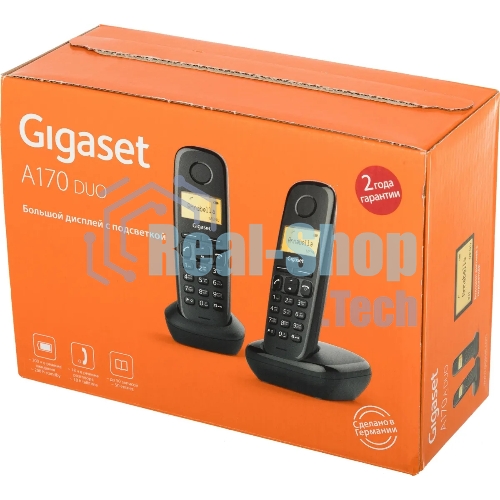 Радиотелефон Dect Gigaset A170 DUO черный (труб. в компл.:2шт) АОН