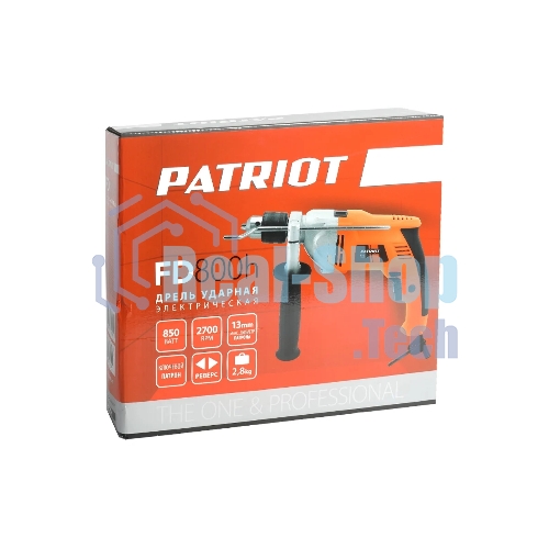 Дрель электрическая ударная PATRIOT FD800h 120301460 Эл. дрель, с ударом, мощность 790Вт, макс.диаметр 13мм, глубиномер + дополнительная ручка