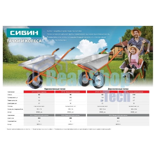 Тачка садовая для мусора СИБИН СТ-11 одноколесная, 90 кг