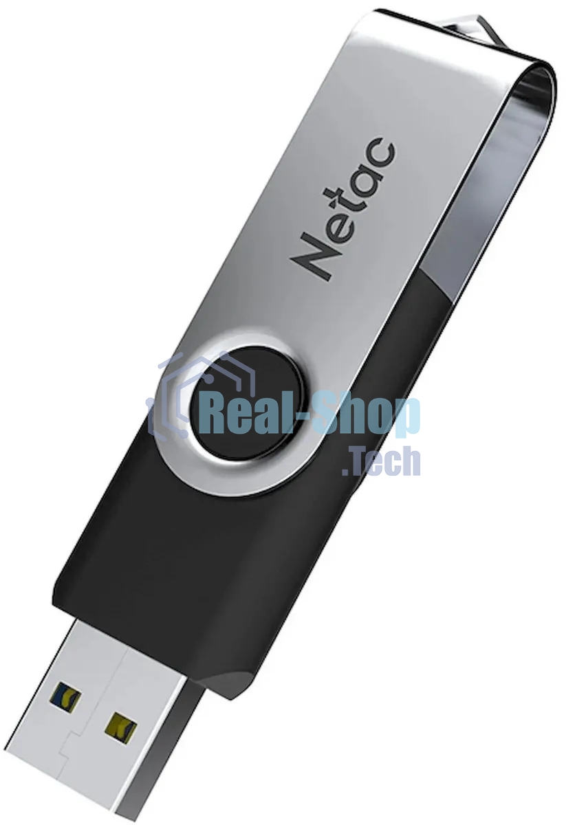 Флешка USB Netac U505 (NT03U505N-032G-20BK), 32Gb, USB 2.0, R/W 70/30, черный/серебристый