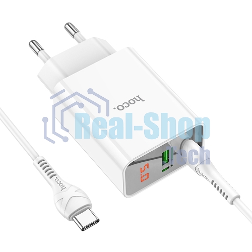 Сетевое зарядное устройство HOCO (6931474769824) C100Aaa 1USB+1Type-C 3.0A QC3.0 PD 20W, белый