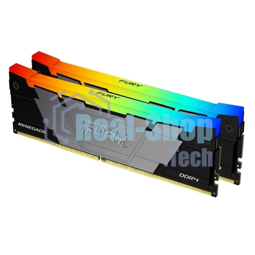 Оперативная память Kingston Fury Renegade, DDR4, 16Gb (2x8Gb), 3200MHz, CL16, DIMM, с радиаторами, RGB, черный