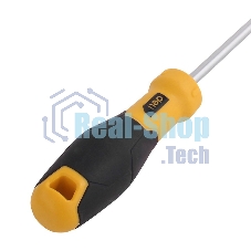 Отвертка шлицевая Deli DL6362001 6х200мм CR-V, Двухкомпонентная ручка. Хромированная
