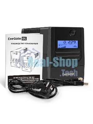 Источник бесперебойного питания ExeGate Smart LB-650.LCD.AVR.4C13.USB (650VA/390W, LCD, AVR, 4*C13, USB, батарея 12V 7Ah, черный)
