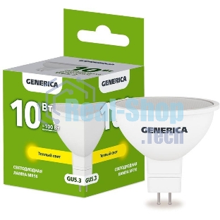 Лампа cветодиодная LED MR16 IEK LL-MR16-10-230-30-GU5-G софит 10Вт 230В 3000К GU5.3 GENERICA
