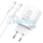 Сетевое зарядное устройство HOCO (6931474769824) C100Aaa 1USB+1Type-C 3.0A QC3.0 PD 20W, белый