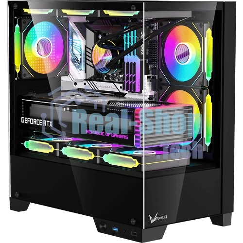 Компьютерный корпус AeroCool/Formula Crystal Z1M Plus FR черный без БП mATX 5x120мм 2xUSB 3.0 1xUSB3.1 audio bott PSU