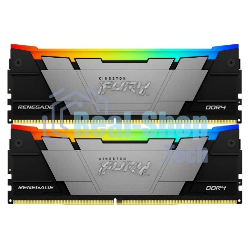 Оперативная память Kingston Fury Renegade, DDR4, 16Gb (2x8Gb), 3200MHz, CL16, DIMM, с радиаторами, RGB, черный