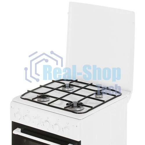 Плита газовая Cezaris ПГ 2150-10 белый, конфорок 4 шт, духовка 43 л, 51 см x 85 см x 55 см