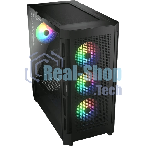 Компьютерный корпус Cougar Airface Pro RGb Black 4x120MM ARGb FAN, ARGb FAN HUB, БЕЗ БП, черный, E-ATX