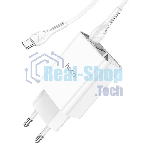 Сетевое зарядное устройство HOCO (6931474769824) C100Aaa 1USB+1Type-C 3.0A QC3.0 PD 20W, белый
