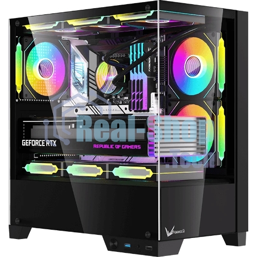 Компьютерный корпус AeroCool/Formula Crystal Z1M Plus FR черный без БП mATX 5x120мм 2xUSB 3.0 1xUSB3.1 audio bott PSU