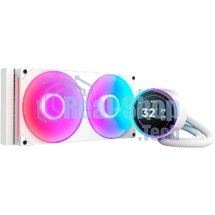 Система жидкостного охлаждения для ПК/Water Cooling System NZXT Kraken Elite 280 RGb (250W, 280мм, LED temp., белый/Fans: 2x140мм, 98.61CFM, 34.5dBA, 2000RPM/Pump height 65мм, 2800RPM, Rad thickness 27мм/S: 1851, 1700, 1200, 115X, AM5, AM4)