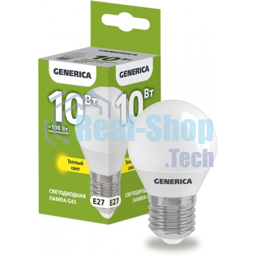 Лампа cветодиодная LED G45 IEK LL-G45-10-230-30-E27-G шар 10Вт 230В 3000К E27 GENERICA