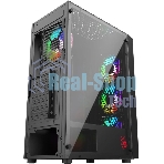 Компьютерный корпус Bloody BD-CC106F черный без БП ATX 4x120мм 1xUSB 2.0 1xUSB 3.0 audio bott PSU