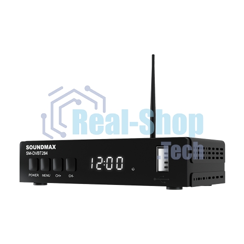 Приставка для цифрового ТВ SoundMax SM-DVBT284 черный, DVB-T2, DVB-T, DVB-C, HDMI, USB 2.0 х2