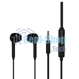 Проводные наушники Maxvi MHF-15 Easy черный, вкладыши, проводной (jack 3.5 мм), встроенный микрофон