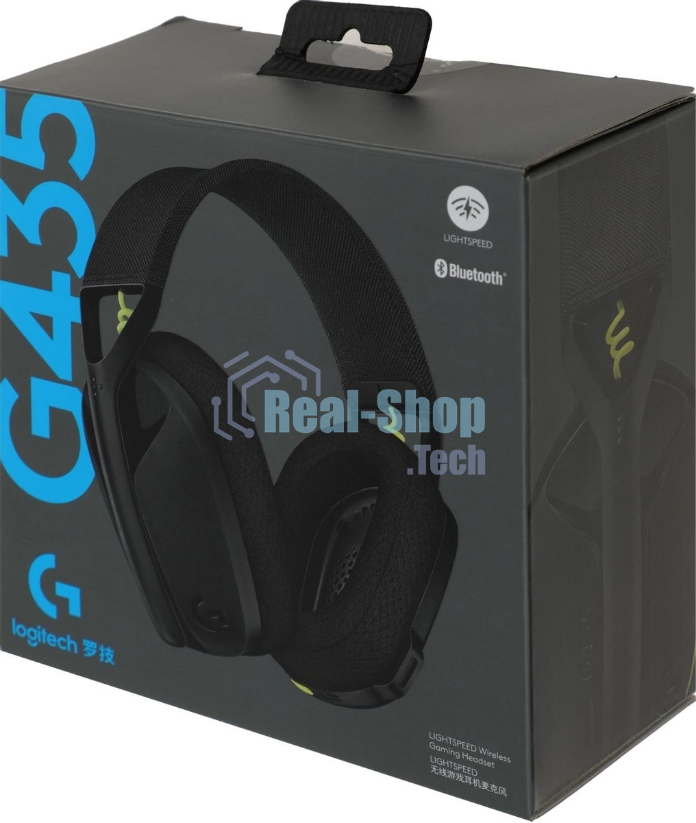 Гарнитура Logitech G435 чёрный/жёлтый, беспроводная, Bluetooth/USB, до 18 ч