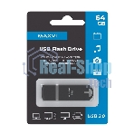 Флешка USB R/W Maxvi P3 64Gb USB 2.0 black, монолит с колпачком, ABS пластик