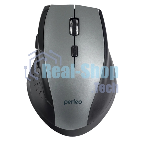 Мышь беспроводная Perfeo DAILY серый металлик, 1600 dpi, радиоканал, USB, кнопки - 6