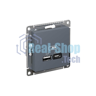 Розетка SE AtlasDesign USB A + тип-C 45W высокоскор. заряд. QC, PD, мех. грифель