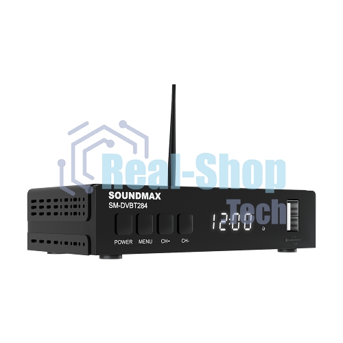 Приставка для цифрового ТВ SoundMax SM-DVBT284 черный, DVB-T2, DVB-T, DVB-C, HDMI, USB 2.0 х2