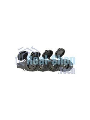 Розетка EKF RPS-020-16-230-44 PROxima четырехместная с защитными крышками каучуковая 230В 2P+PE 16A IP44