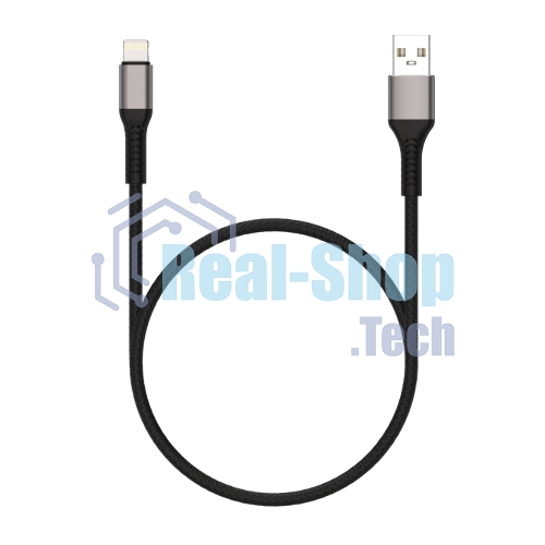 Дата-кабель Maxvi MC-21L USB-Lightning 2.4А, 1м, black-grey
